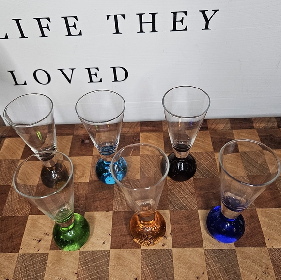 Set of 6 Vintage Bubble Ball Base Bullicante Shot Cordial Glasses MCM Bar Cart - Picture 9 of 11